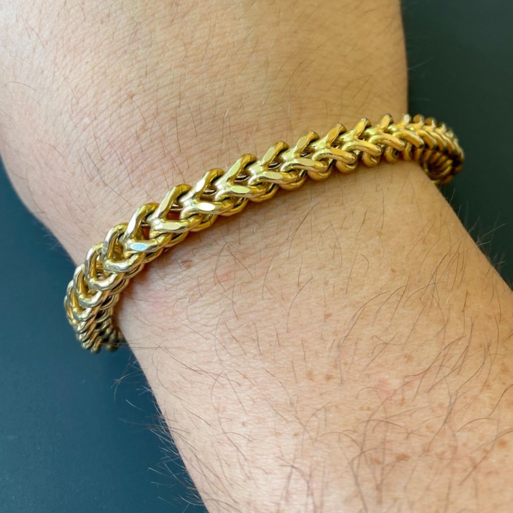 14K HOLLOW FRANCO BRACELET 6.5MM (9.5 inches long)